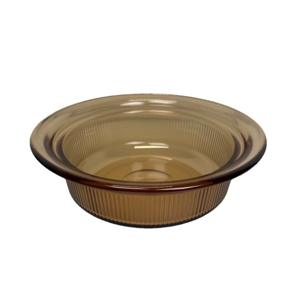 Vintage Corning Vision Ware Tan 24oz Glass Casserole Dish Kitchenware Bowl